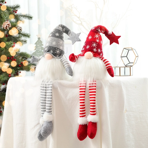 Christmas Glowing Long Legged Gnome Plush Doll Handmade Faceless Tomte Christmas Decorations For Home Office Party Gift