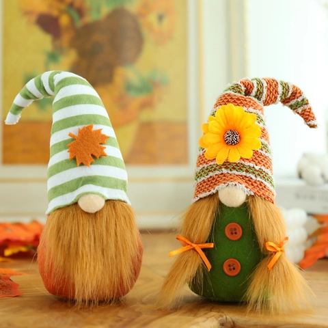 Autumn Harvest Gnome Plush Doll Sunflower Maple Leaf Fall Decorations For Home Farmhouse Table Decor Thanksgiving Gift