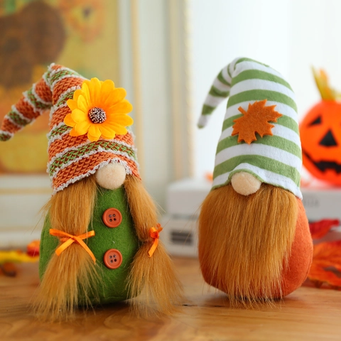 Autumn Harvest Gnome Plush Doll Sunflower Maple Leaf Fall Decorations For Home Farmhouse Table Decor Thanksgiving Gift
