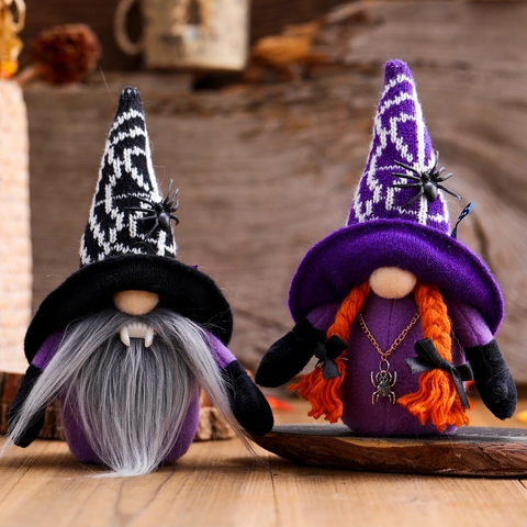 Halloween Νάνος Λούτρινα Διακοσμητικά Βρυκόλακας Μάγισσα Κούκλα χωρίς Πρόσωπο Με Διακόσμηση Αράχνης για Διακόσμηση Τραπεζιού Πάρτι Στο Σπίτι Δώρο