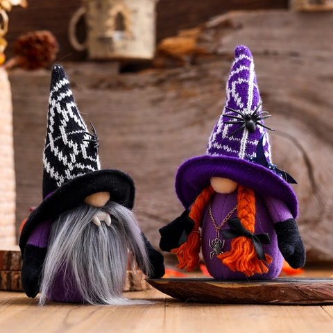 Halloween Νάνος Λούτρινα Διακοσμητικά Βρυκόλακας Μάγισσα Κούκλα χωρίς Πρόσωπο Με Διακόσμηση Αράχνης για Διακόσμηση Τραπεζιού Πάρτι Στο Σπίτι Δώρο