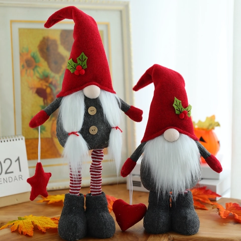Decorazione Gnomo di Natale Luminoso Con Gambe Telescopiche LED Gnomo Senza Volto Bambola di Peluche Ornamento Gnomo Nordico per Casa Festa