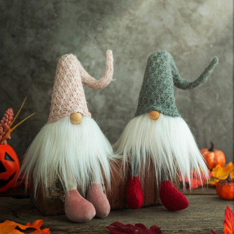 Adornos de Navidad Muñeco de Peluche de Punto Gnomos de Rudolph de Piernas Largas sin Rostro para Decoración de Fiesta en Casa