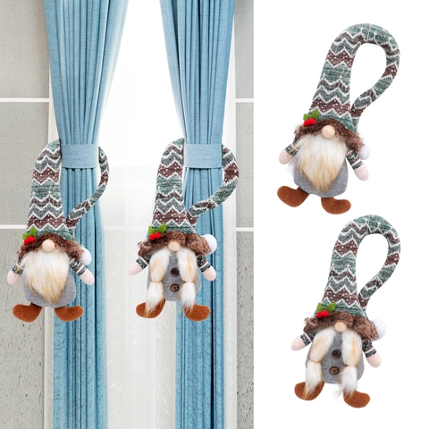 Skandinavische Weihnachten Gnom Vorhangschließe Plüsch Strick Tomte Gesichtslos Puppe Haus Fenster Xmas Party Festlich Deko