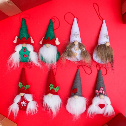 Ciondoli in Peluche di Gnomo di Natale Fatti a Mano in Tessuto Bambola Rudolph Senza Volto Decorazione da Appendere per Albero di Natale Festa a Casa