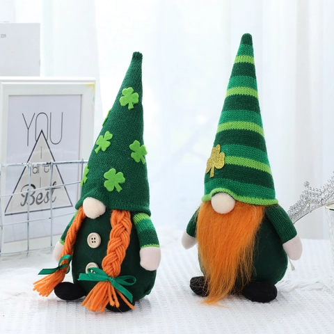 Decorazione Gnomo di Peluche per San Patrizio Con Trifoglio Tessuto Non Tessuto Tomte Festival Irlandese per Casa Festa