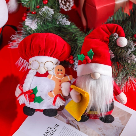 Gnomi Rossi di Natale Bambole di Peluche Rudolph Senza Volto Ornamenti Fatti a Mano in Tessuto Nordico Decorazioni per Casa Regalo