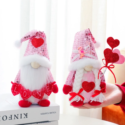 San Valentino Cuore Paillettes Gnomo Bambole Senza Volto Vecchio Peluche Giocattolo Scrivania Ornamenti Bomboniere Casa Decorazione