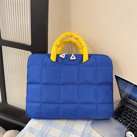 Bolso para Portátil de Nailon Acolchado Gran Capacidad Funda Protectora Acolchada para Portátil de 14 Pulgadas Bolso Puffer Mujer