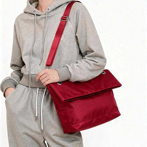 Retro Large Capacity Nylon Tote Bag For Women 2025 Fashion Simple Soft Shoulder Crossbody Bag With Adjustable Wide Strap