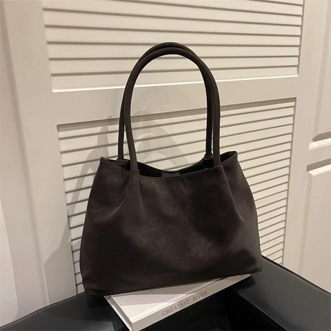 Sac Fourre-tout Retro Grande Capacité pour Femmes Sac à Bandoulière en Cuir Synthétique Minimaliste Sac à Main Mode Bureau
