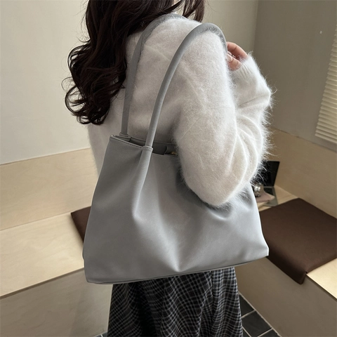 Sac Fourre-tout Retro Grande Capacité pour Femmes Sac à Bandoulière en Cuir Synthétique Minimaliste Sac à Main Mode Bureau