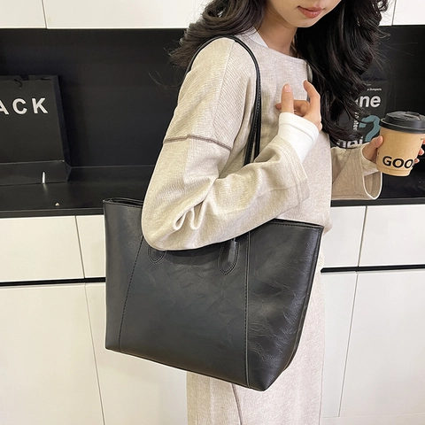 Damen Kunstleder Tragetasche Mit Großer Kapazität Retro Minimalistische Umhängetasche Täglich Pendeln Büro Einkaufen Mode Handtasche