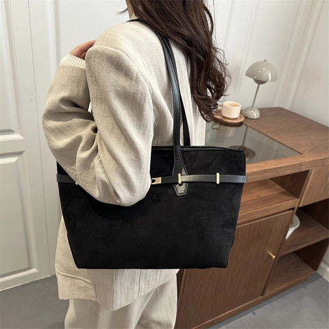 Sac Fourre-tout Vintage Imprimé Léopard Grande Capacité Sac à Épaule en Suédine pour Femmes Sac Quotidien Minimaliste Navette