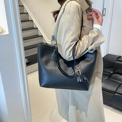 Borsa Tote in Pelle PU di Grande Capacità per Donna Urbana Semplice Charm Elefante Borsa a Tracolla Letteraria Moda Quotidiana
