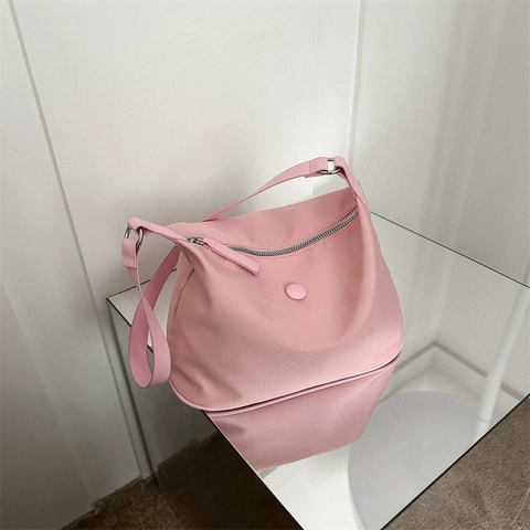 Bolso de Mano Casual de Tela Oxford para Mujer Gran Capacidad Estilo Callejero Bolso de Hombro Minimalista Color Sólido
