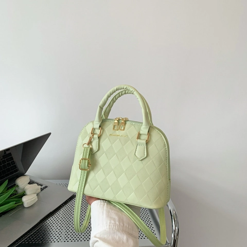 Mode Damen PU Leder Muschel-Tasche Gesteppt Rautenmuster Schultertasche Lässig Pendeln Crossbody Handtasche Mit Verstellbarem Gurt