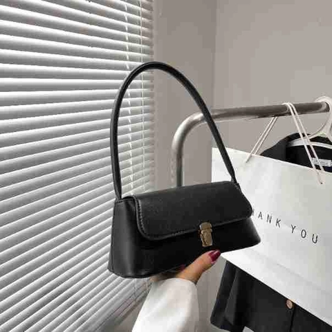 Dames Vintage PU Leer Onderarmtas Mode Kleine Vierkante Schoudertas Met Metalen Slot Dagelijks Woon-werkverkeer Baguette Tas