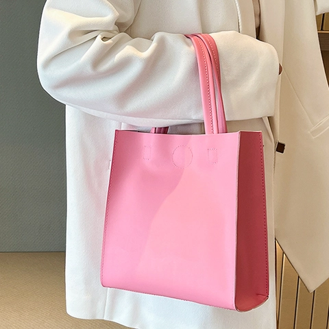 Women Minimalist PU Leather Tote Bag Solid Color Fashion Handbag Large Capacity Shoulder Bag Daily Commute Top Handle Bag