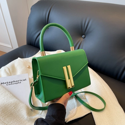 Women Vintage PU Leather Small Square Bag Crossbody Shoulder Bag With Gold Metal Buckle Top Handle Fashion Handbag