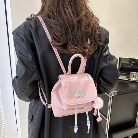 Dames Mini Rugzak PU-Leer Vintage Schattig Stijl Kleine Mode Daypack Met Pluche Monster Hanger Voor Dagelijks Reizen