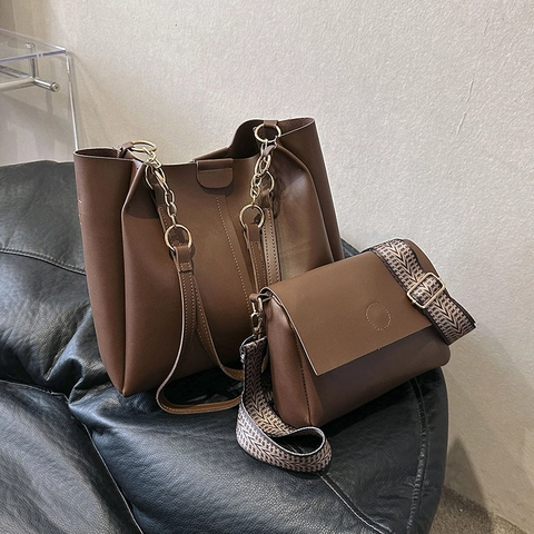 Mode PU Leder Shopper Taschen Set Für Damen Große Kapazität Umhängetasche Mit Kleiner Umhängetasche Für Arbeit Schule