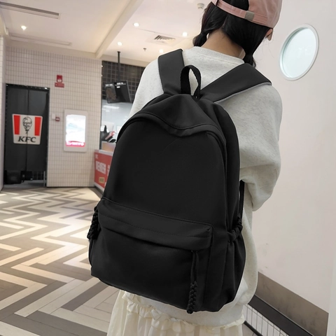 Zaino in Nylon Minimalista Grande Capacità Borsa da Scuola per Donna Studente Universitario Casual Tinta Unita Borsa da Viaggio