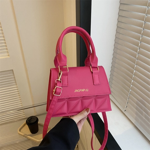 Vintage PU Leather Geometric Quilting Small Square Bag Fashion Women Shoulder Handbag Casual Crossbody Messenger Bag