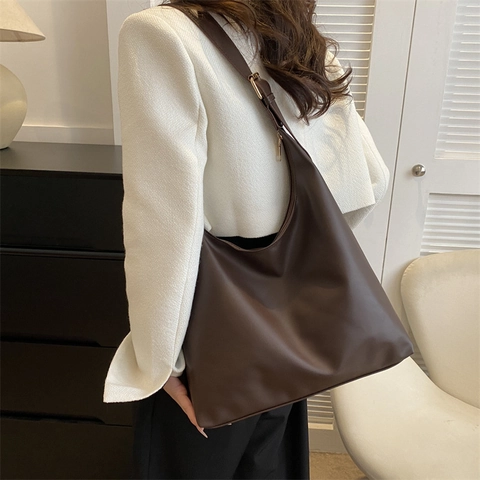 Sac à Épaule Hobo Grande Capacité à la Mode Sac Fourre-Tout Minimaliste en Cuir PU Sac à Bandoulière Tendance pour Femme Voyage