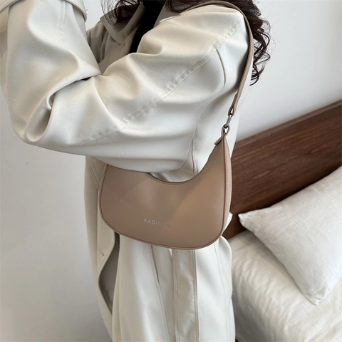 Borsa Sottospalla in Pelle PU con Stampa a Lettere Fashion per Donna Borsa Minimalista a Mezzaluna Dumpling Borsa a Tracolla Casual