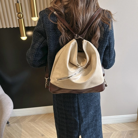 Bolso de Hombro Grande para Mujer de Cuero PU Diseño Hobo Minimalista Con Cremallera Metálica Bolso Tote de Moda