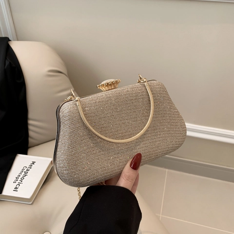 Borsa da Sera Luxury Glitter con Paillettes per Donna in Pelle PU Chiusura a Scatto Perla Borsa a Tracolla per Matrimoni