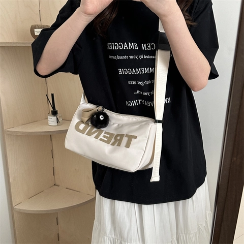 Damen Oxford Gewebe Schultertasche Große Kapazität Kissentasche Umhängetasche Gym Fitness Reisetasche Mit TREND Buchstaben Patch