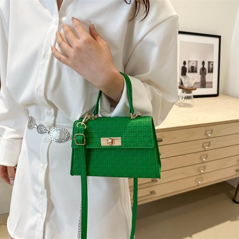 Borsa a Tracolla da Donna Vintage con Trama Intrecciata Goffrata Elegante Borsa a Mano in Pelle PU con Chiusura a Girevole Oro