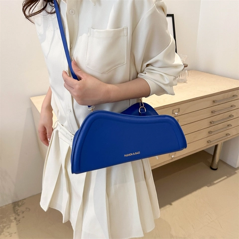 Sac sous le Bras en Cuir PU Irrégulier à la Mode pour Femmes Sac à Bandoulière Minimaliste Couleur Unie Sacoche Décontractée Quotidienne