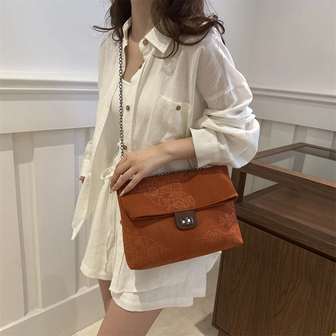 Borsa a Spalla Vintage in Pelle PU con Stampa Floreale per Donna Catena di Nicchia Piccola Borsa Quadrata a Tracolla Estetica Pendolare Estate