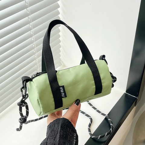 Borsa a Tracolla a Cilindro in Nylon da Donna Mini Borsa a Cuscino Con Tracolla in Corda Intrecciata Borsa a Mano Casual