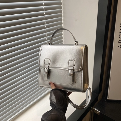 Korean Style Women PU Leather Backpack Fashion Personalized Handbag Retro Preppy School Shoulder Bag Casual Solid Color Bag