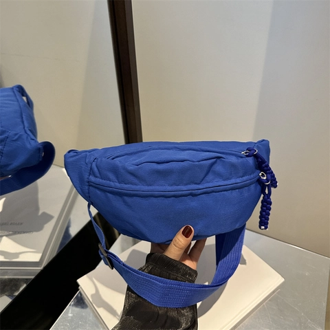 Damen Casual Leinwand Brusttasche Streetwear Leichte Gürteltasche Mit Gewebtem Reißverschluss Schieber Verstellbarer Riemen Für Outdoor Alltag