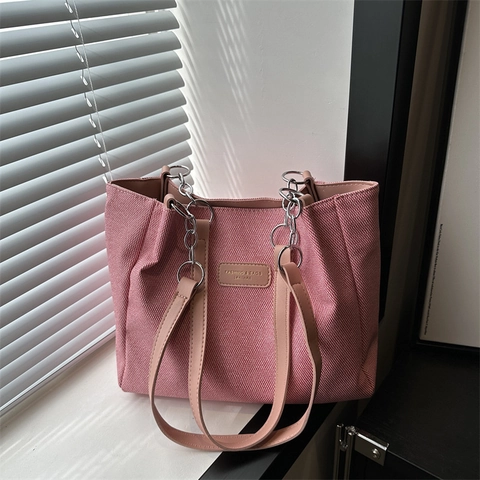 Women Large Capacity PU Tote Bag Simple Casual Shoulder Bag Woven Texture Chain Strap Zipper Handbag For Office School Daily Use