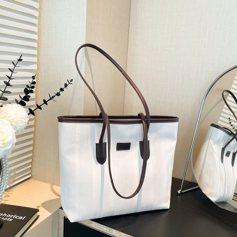 Borsa Tote da Donna in Pelle PU di Grande Capacità Borsa a Tracolla a Trama Verticale alla Moda per Pendolarismo Scuola Uso Quotidiano