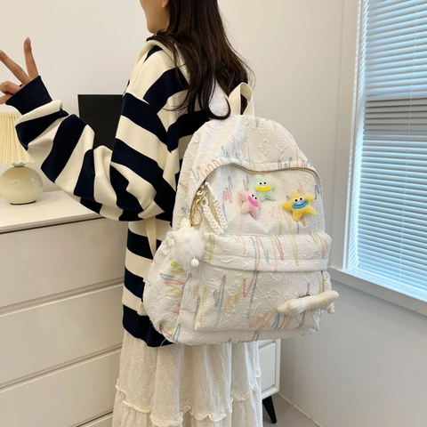 Sac à Dos pour Femmes Mignon et Sucré pour Étudiants Style Coréen Sac d'École Grande Capacité Sac de Voyage pour Ordinateur