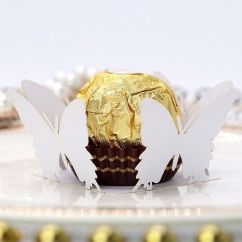 Laserschnitt Schmetterling Schokoladenbox Perlpapier Dessert Halter Für Hochzeit Geburtstag Party Tischdekoration