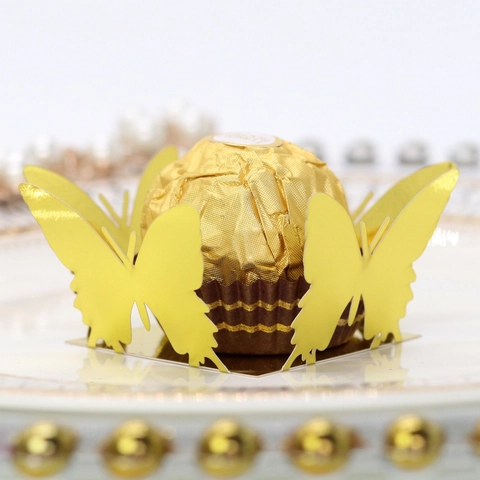 Laser Cut Butterfly Chocolate Wrapper Mirror Cardstock Candy Box Holder For Wedding Birthday Party Table Decor