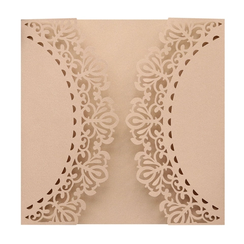 Laser Cut Wedding Invitation Pockets Pearlescent Paper Hollow Floral Lace Invitation Covers For Wedding Party Invitations