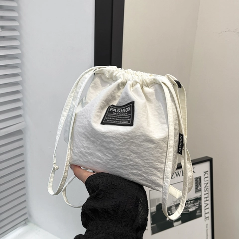 Fashion Instinct Nylon Kordelzug Bucket Bag Große Kapazität Damen Schulter Umhängetasche Lässig Vielseitig Leichte Handtasche