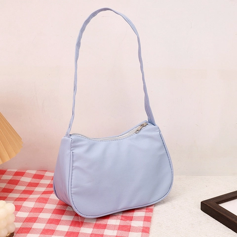 Women's Minimalist Nylon Underarm Bag Korean Style Crescent Shoulder Bag Solid Color Daily Commuting Handbag For Women