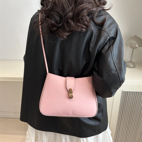 Vintage PU Leather Crossbody Saddle Bag For Women French Knotted Shoulder Bag Underarm Commuting Purse Solid Color Handbag