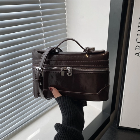 Borsa a Tracolla Minimalista da Donna in Pelle PU Borsa a Mano in Tinta Unita Con Tracolla Regolabile Borsa per Pendolari