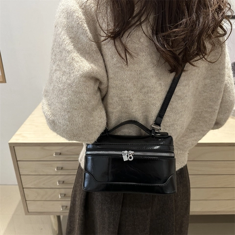 Borsa a Tracolla Minimalista da Donna in Pelle PU Borsa a Mano in Tinta Unita Con Tracolla Regolabile Borsa per Pendolari